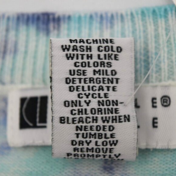 Carole Little Woman 1X Cardigan Sweater Blue White Cotton Button Front - Picture 4 of 5